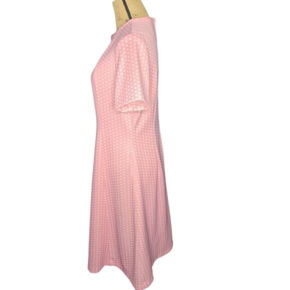 Vintage 60s Mod Pink White Polka Dot Pinup Rockabilly Dress - Picture 3 of 15